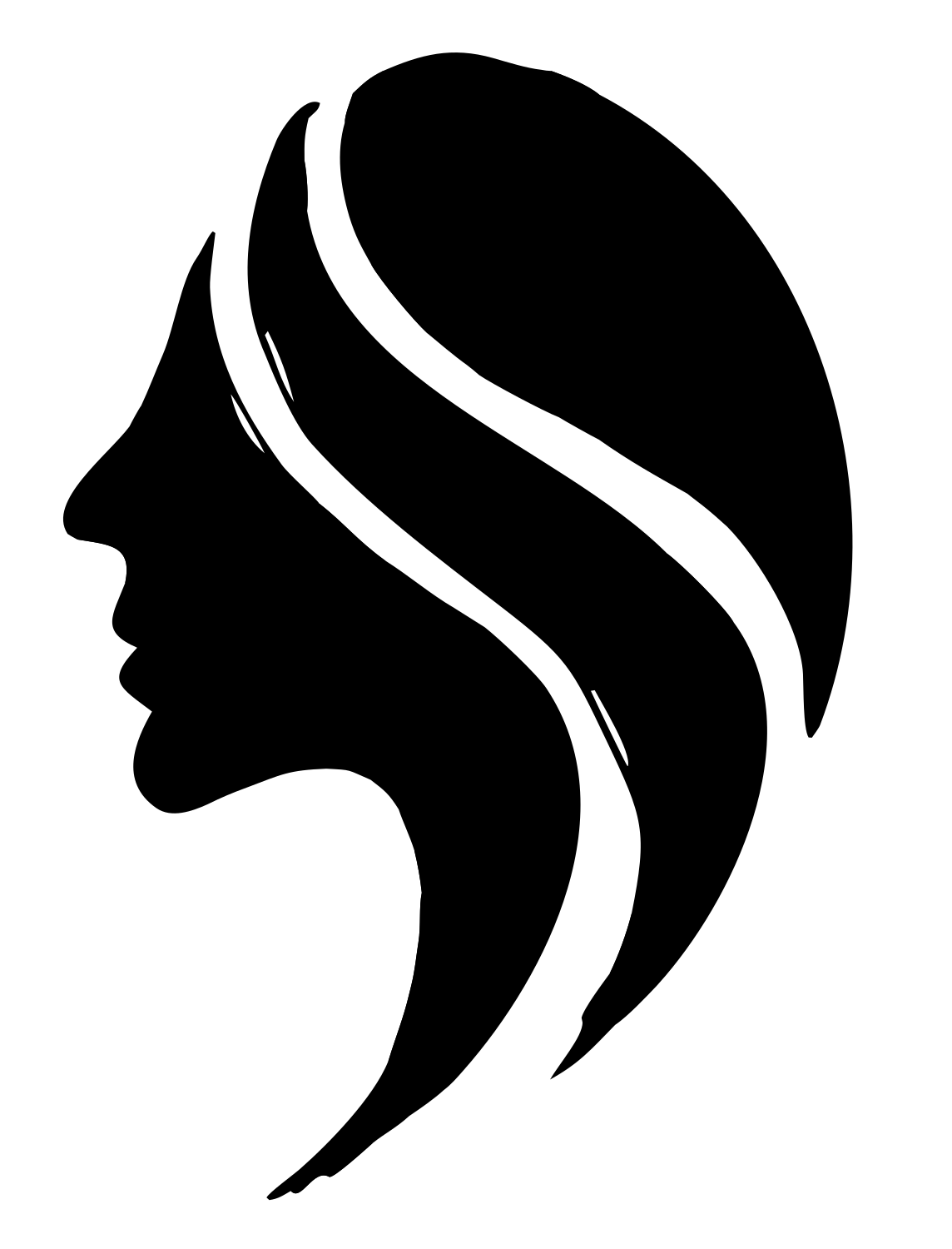 Woman Silhouette Profile Logo #ffffff/#000000