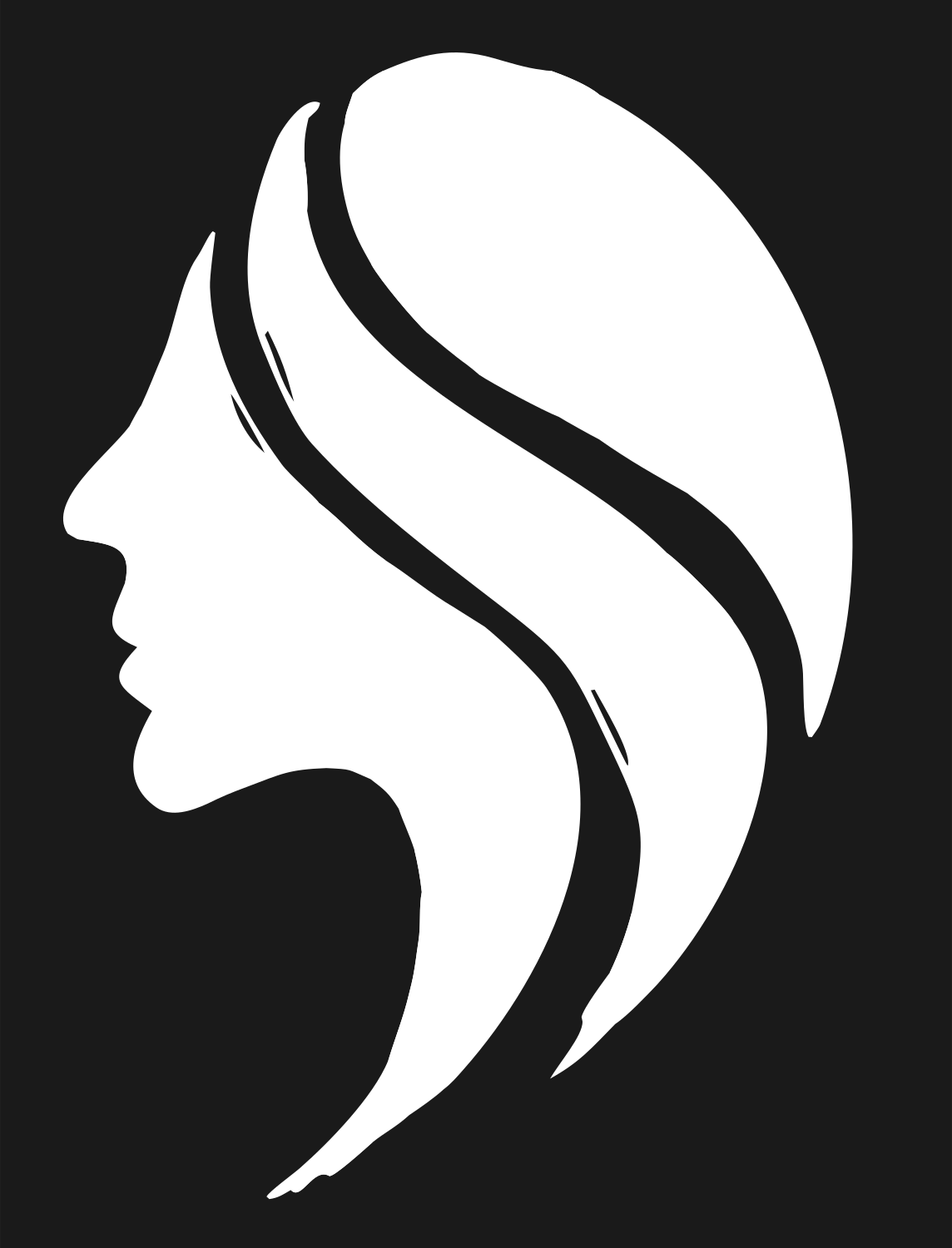 Woman Silhouette Profile Logo #1a1a1a/#ffffff