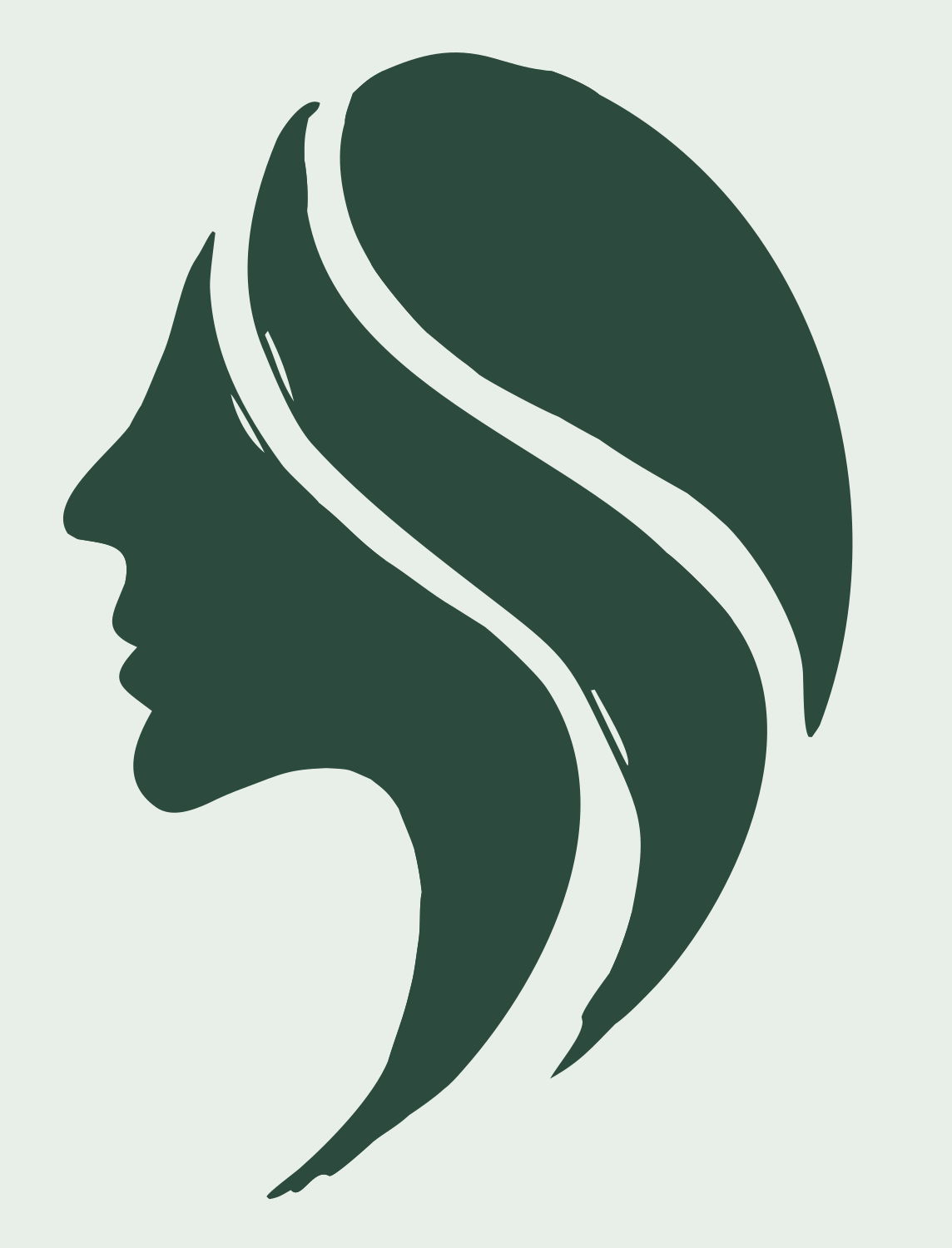 Woman Silhouette Profile Logo #e8efe9/#2d4a3e