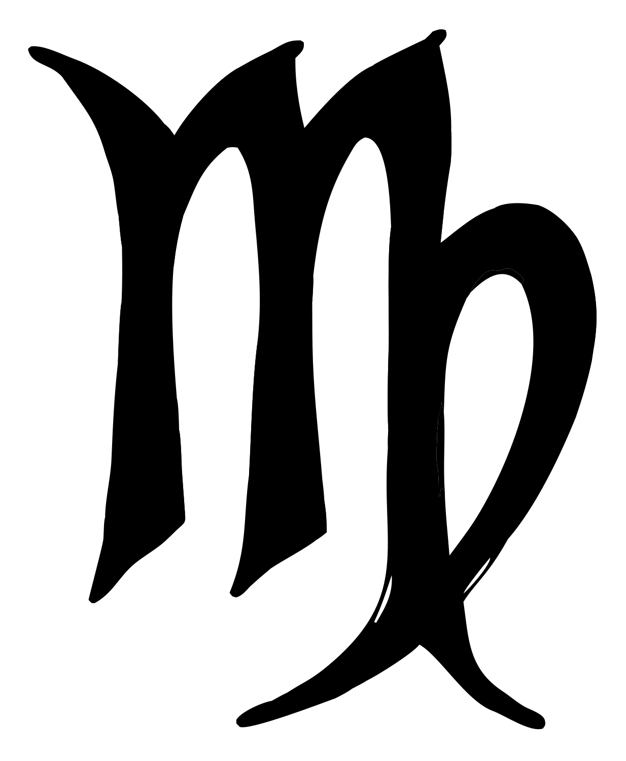 Hand-Drawn Virgo Symbol Badge #ffffff/#000000