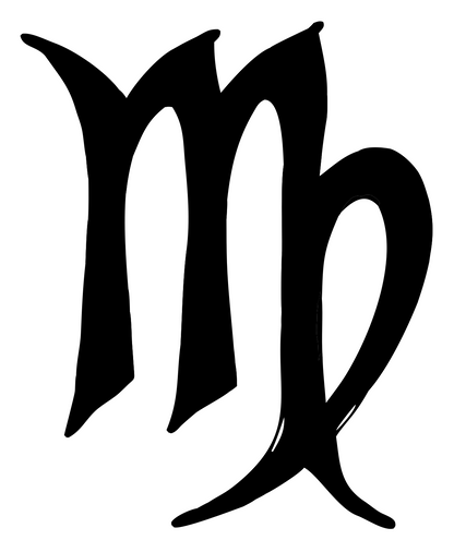 Hand-Drawn Virgo Symbol Badge #ffffff/#000000