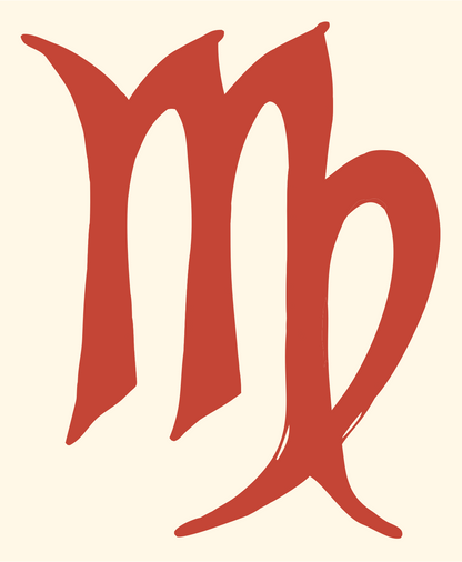 Hand-Drawn Virgo Symbol Badge #fff8e7/#c44536