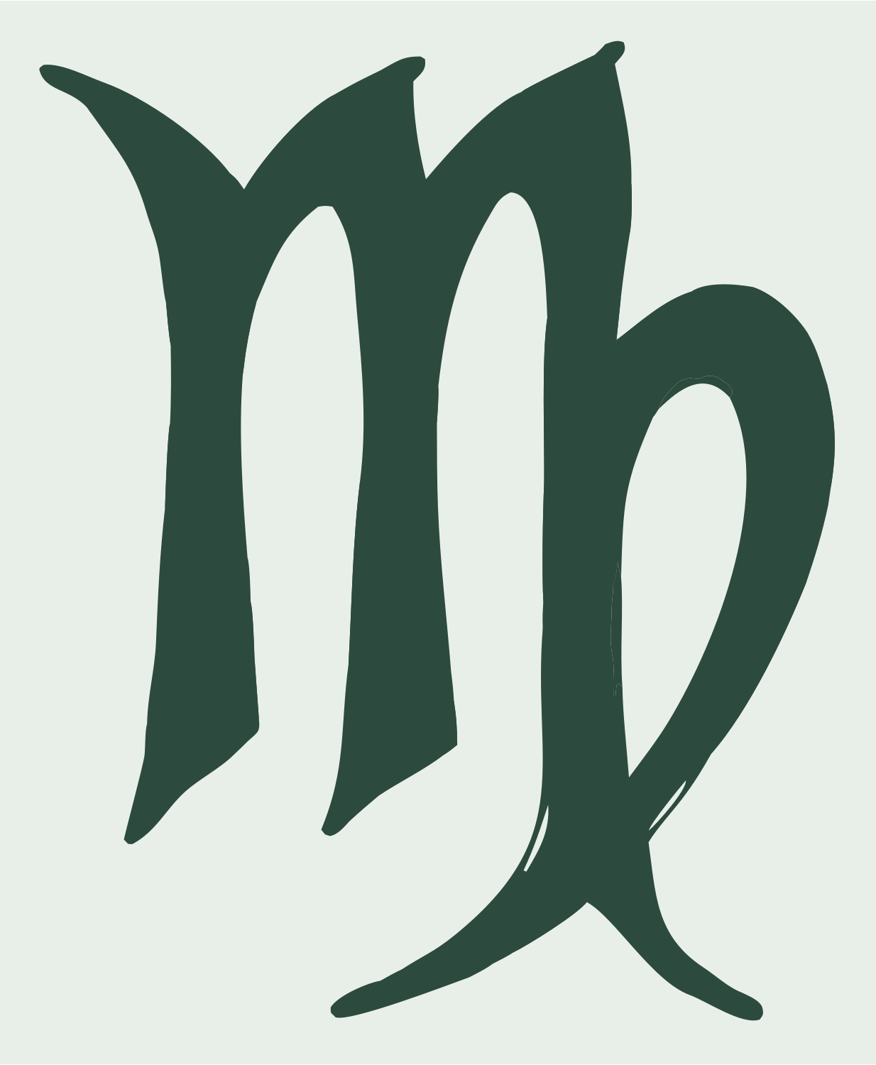 Hand-Drawn Virgo Symbol Badge #e8efe9/#2d4a3e
