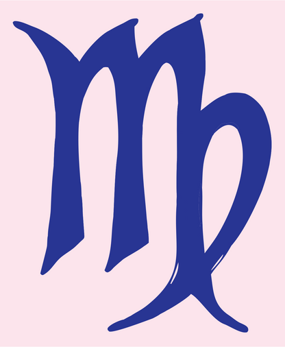 Hand-Drawn Virgo Symbol Badge #fce4ec/#283593