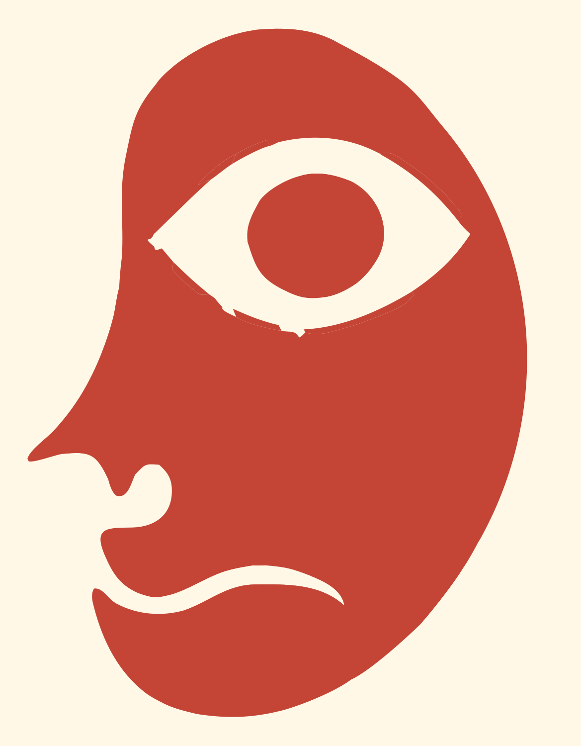 Cyclops Face Mask Logo #fff8e7/#c44536