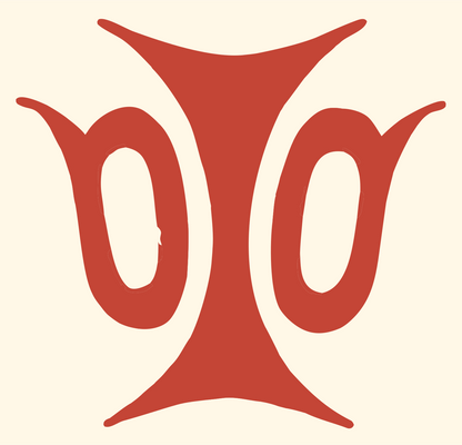 Hand-Drawn Double Oval Emblem #fff8e7/#c44536