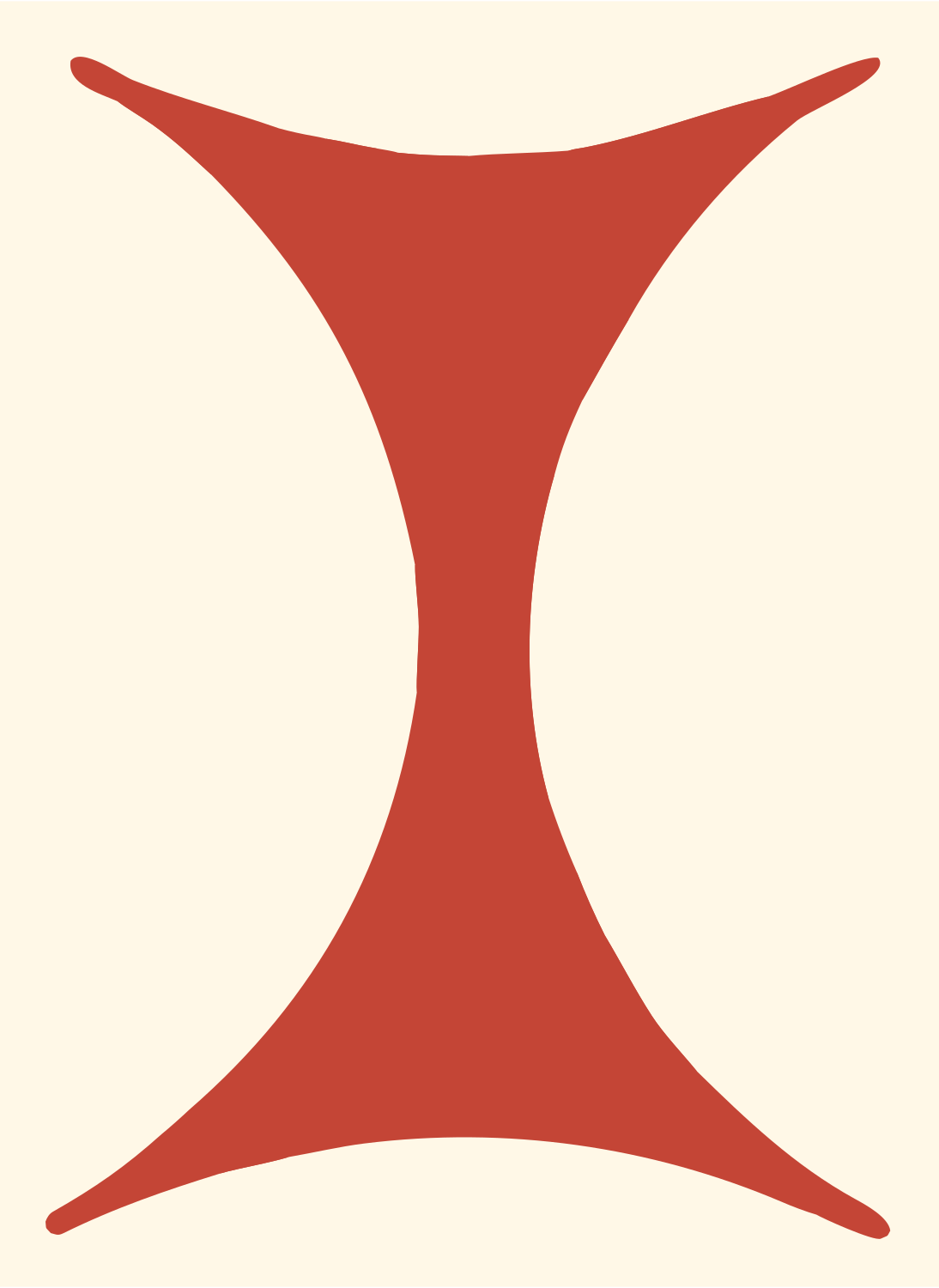Hourglass Pinch Emblem #fff8e7/#c44536