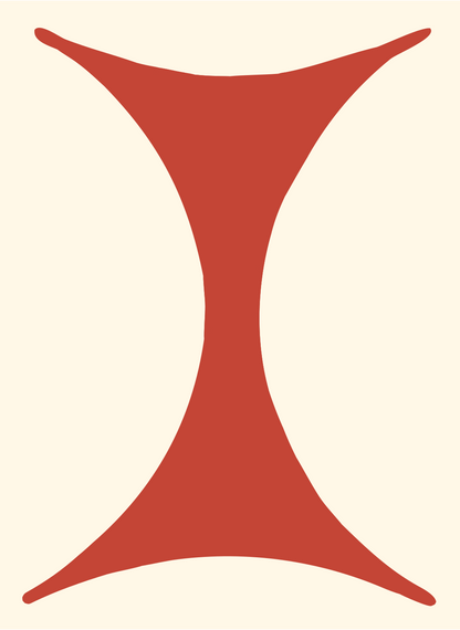 Hourglass Pinch Emblem #fff8e7/#c44536