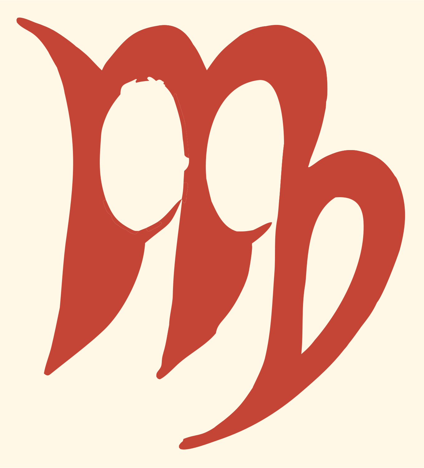 Hand-Drawn Virgo Calligraphy Mark #fff8e7/#c44536