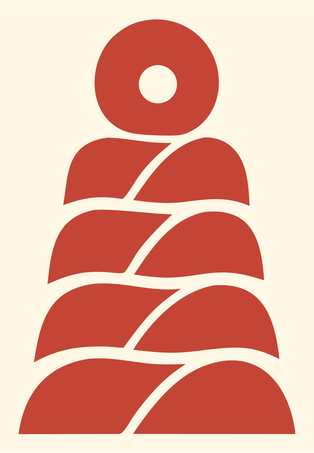 Pictogram Stacked Stones Tower Logo #fff8e7/#c44536