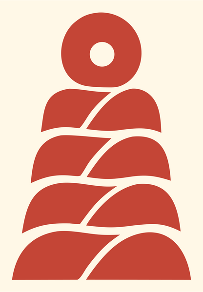 Pictogram Stacked Stones Tower Logo #fff8e7/#c44536