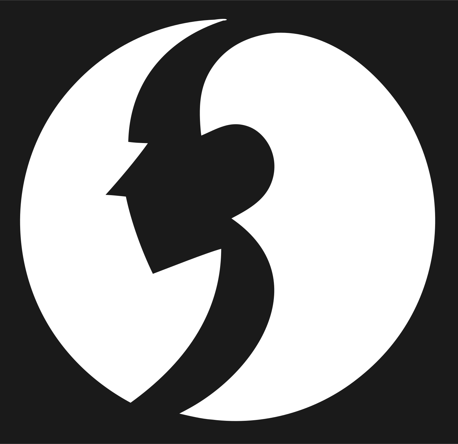 Negative Space Face Circle Badge #1a1a1a/#ffffff
