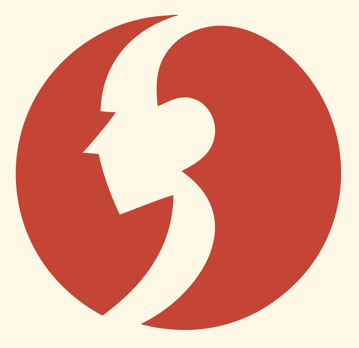 Negative Space Face Circle Badge #fff8e7/#c44536