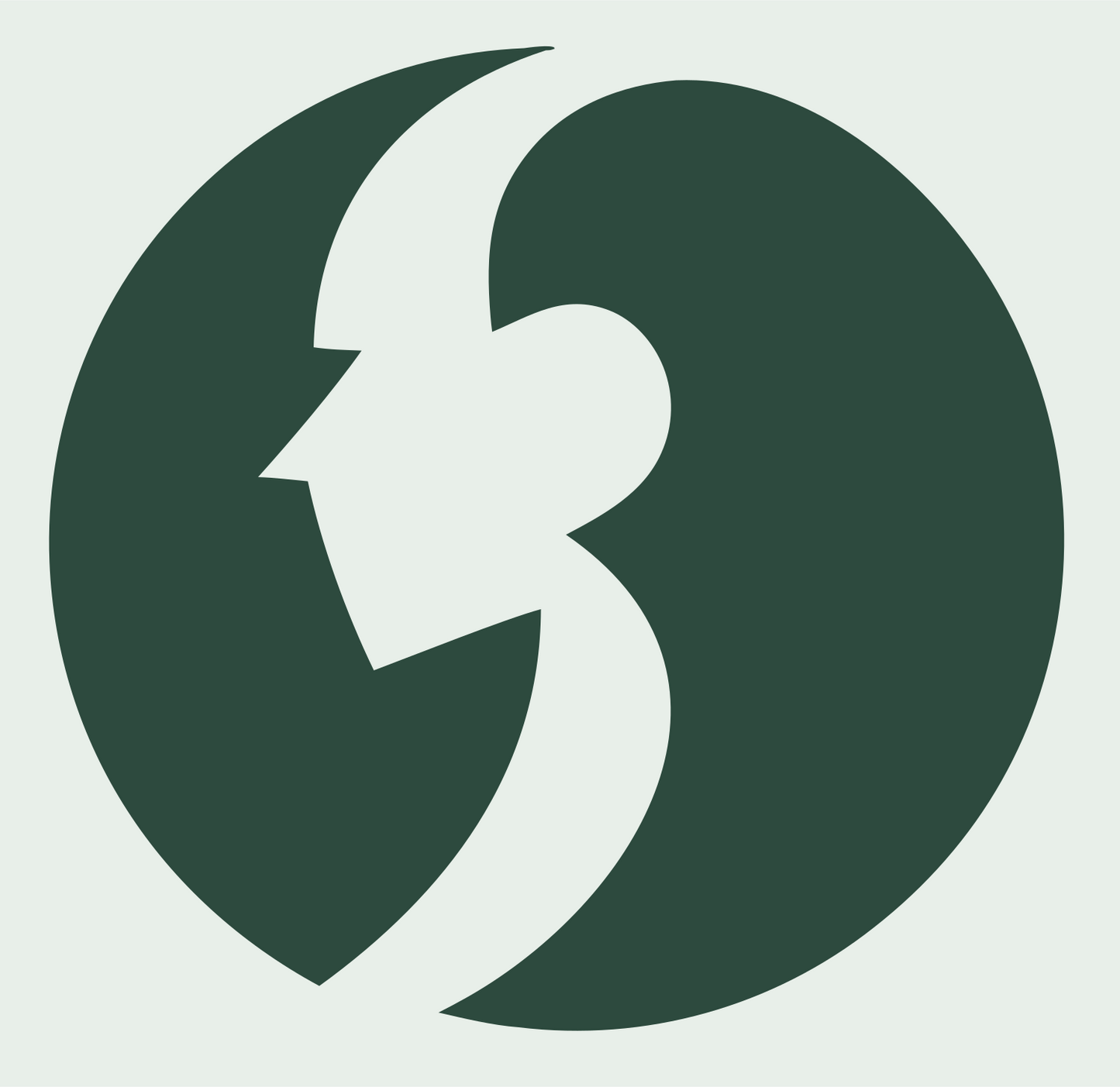 Negative Space Face Circle Badge #e8efe9/#2d4a3e
