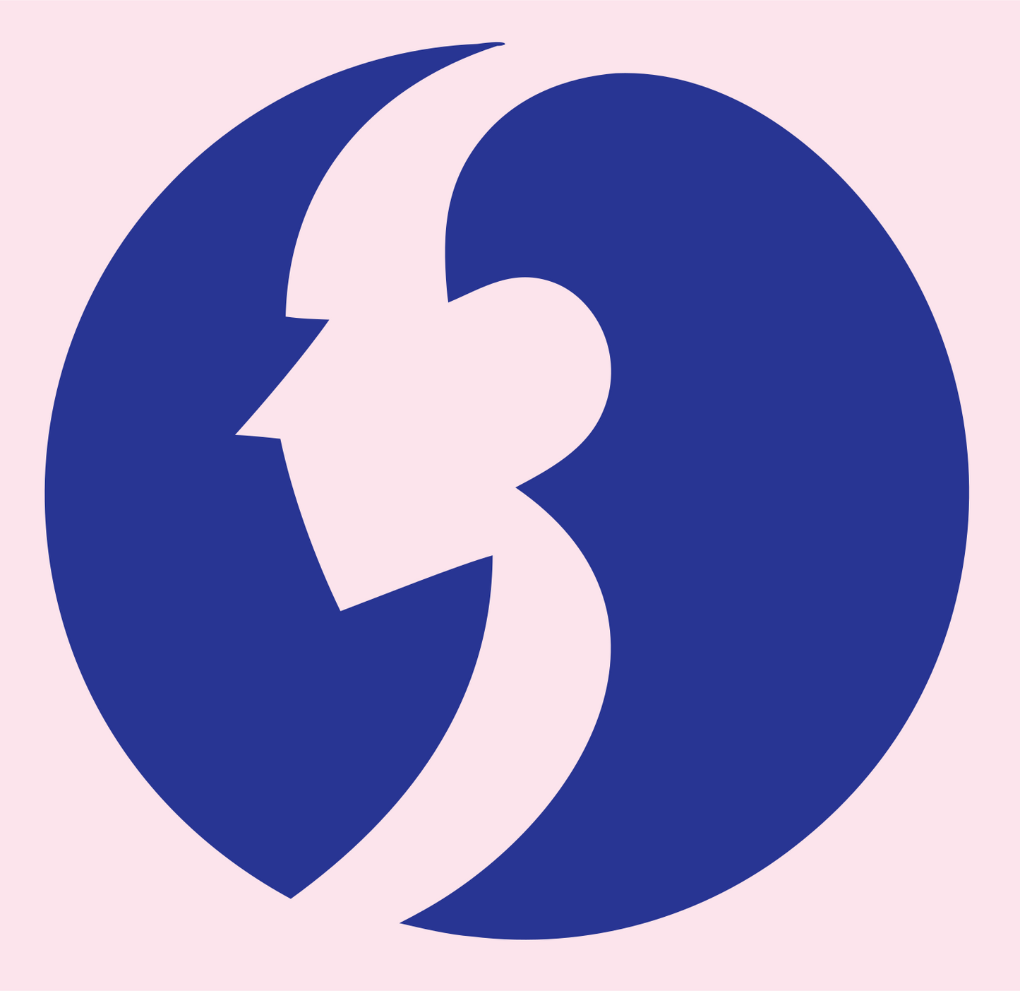 Negative Space Face Circle Badge #fce4ec/#283593