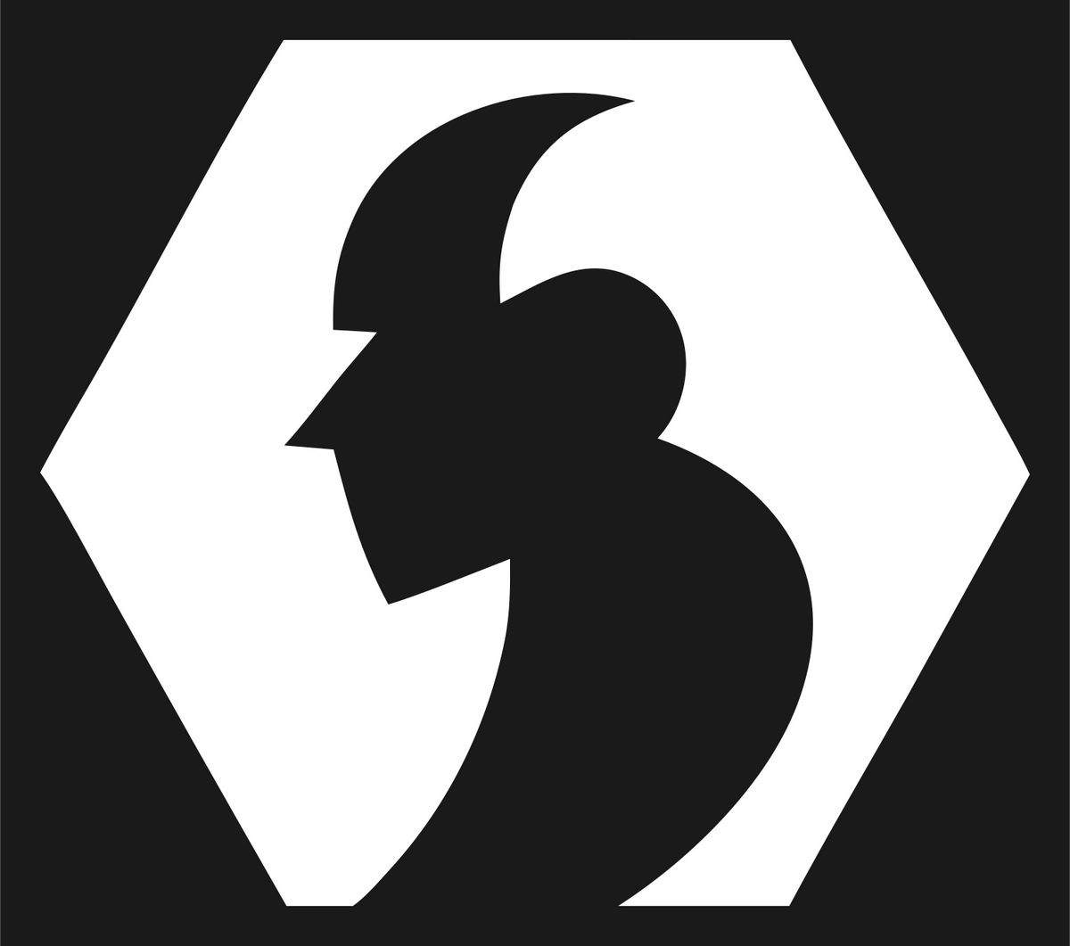 Negative Space Viking Helmet Badge #1a1a1a/#ffffff