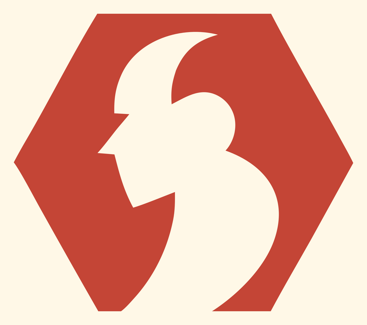 Negative Space Viking Helmet Badge #fff8e7/#c44536