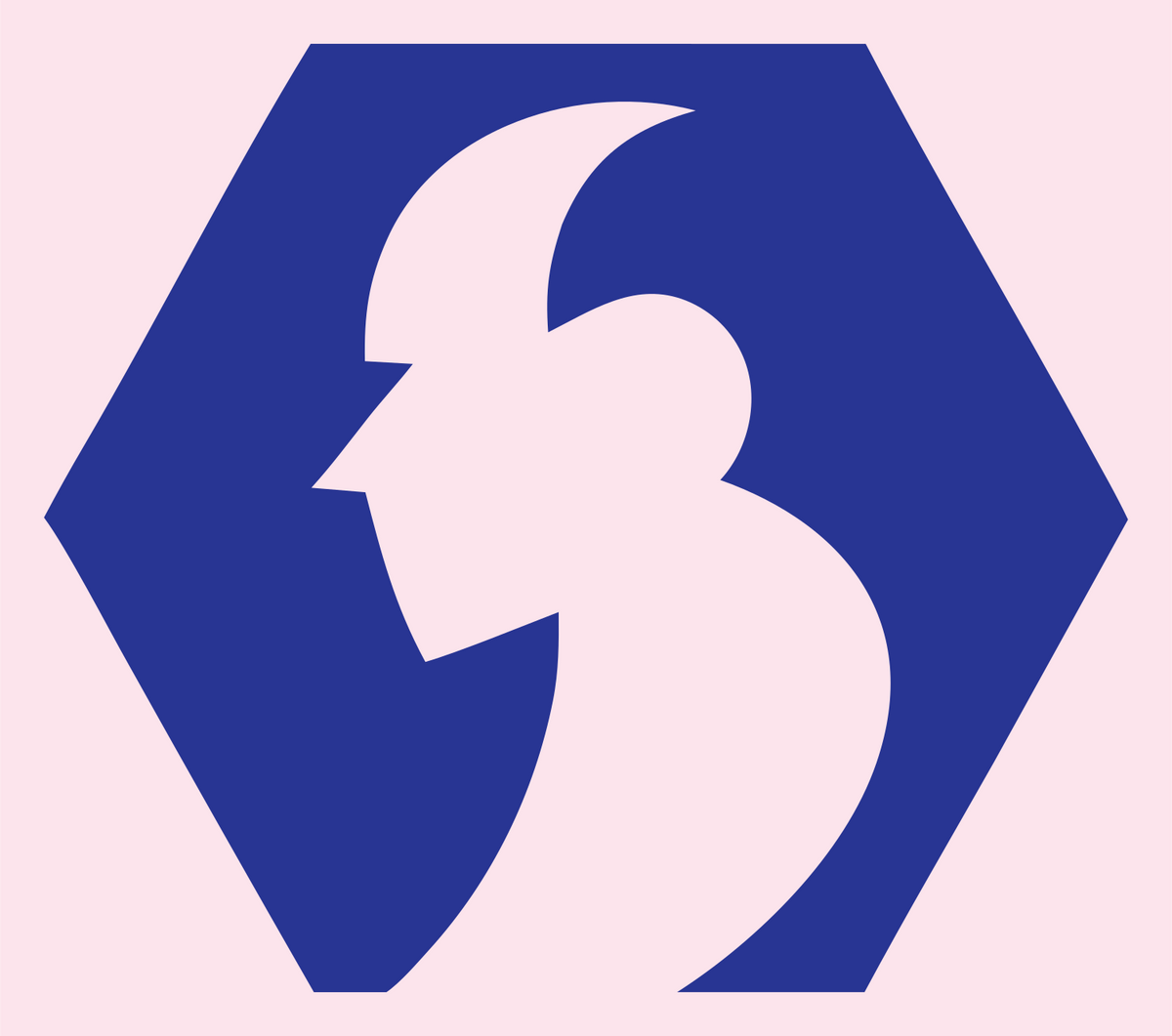 Negative Space Viking Helmet Badge #fce4ec/#283593