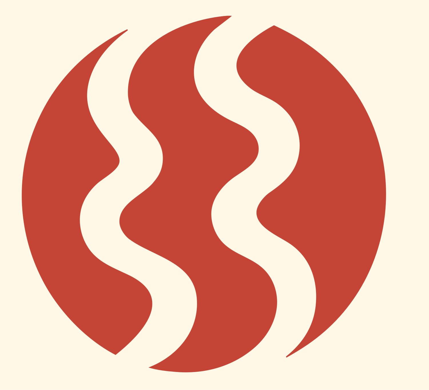 Negative Space Wave Circle Badge #fff8e7/#c44536