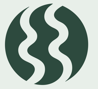 Negative Space Wave Circle Badge #e8efe9/#2d4a3e