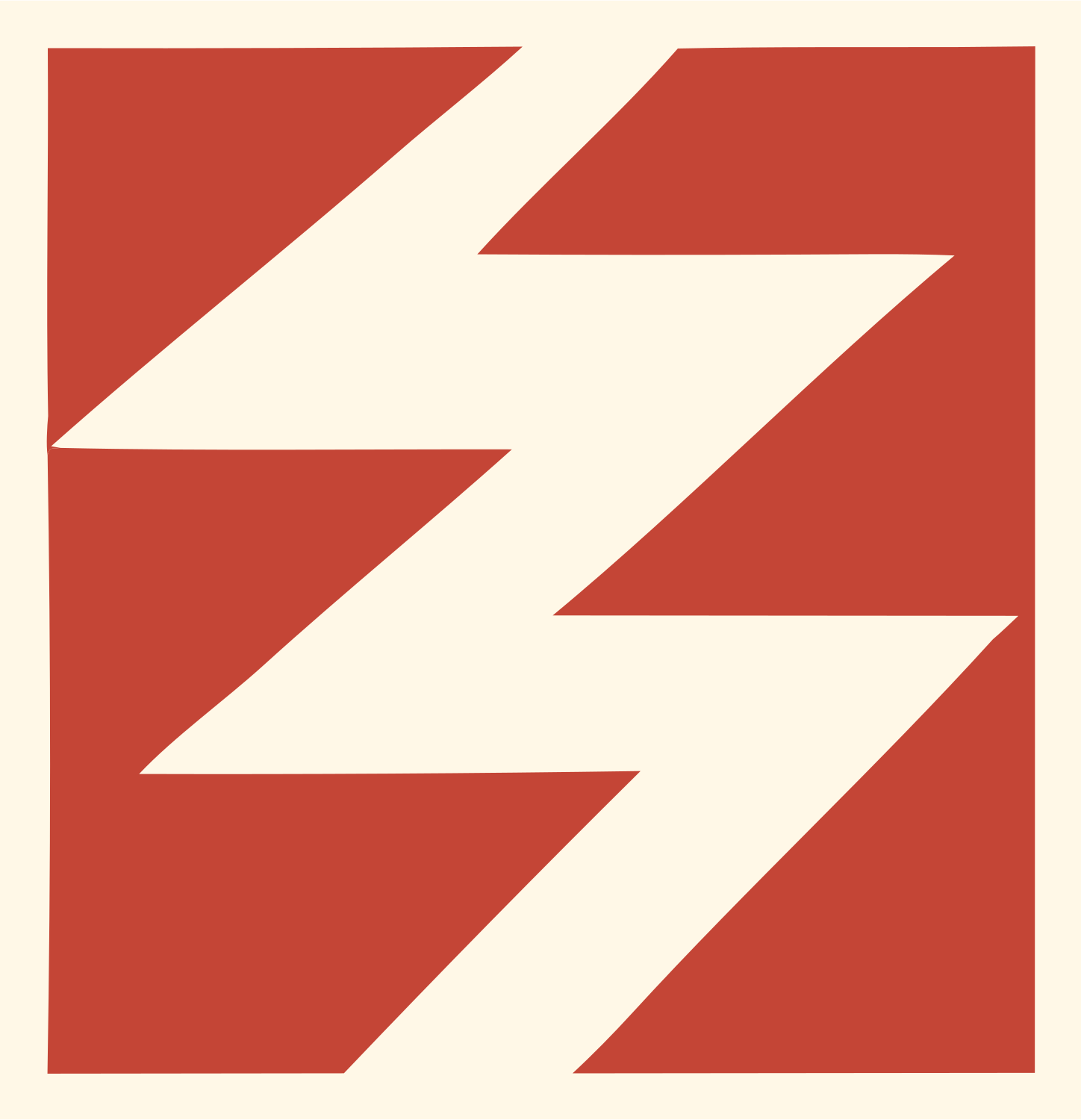 Negative Space Lightning Bolt Badge #fff8e7/#c44536