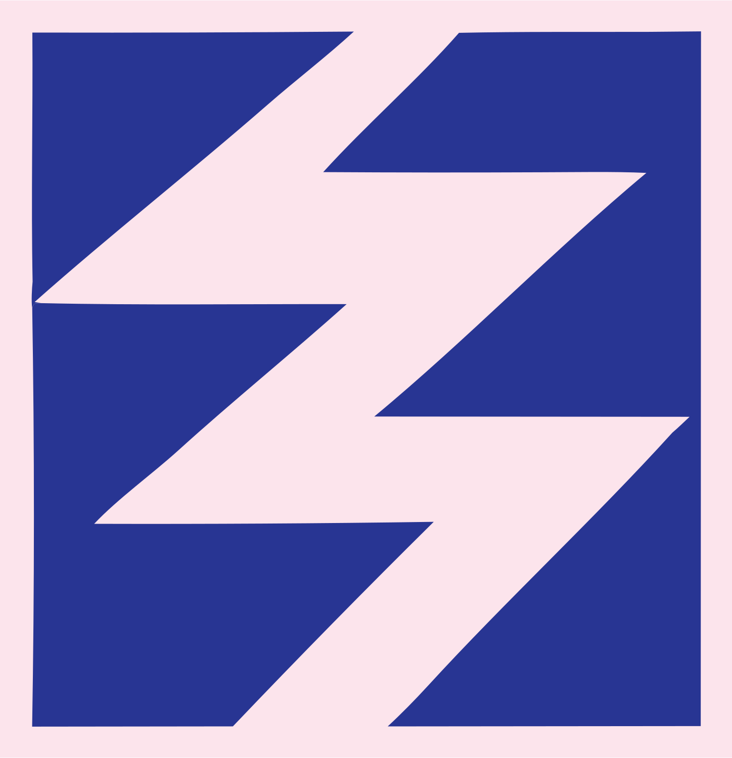 Negative Space Lightning Bolt Badge #fce4ec/#283593