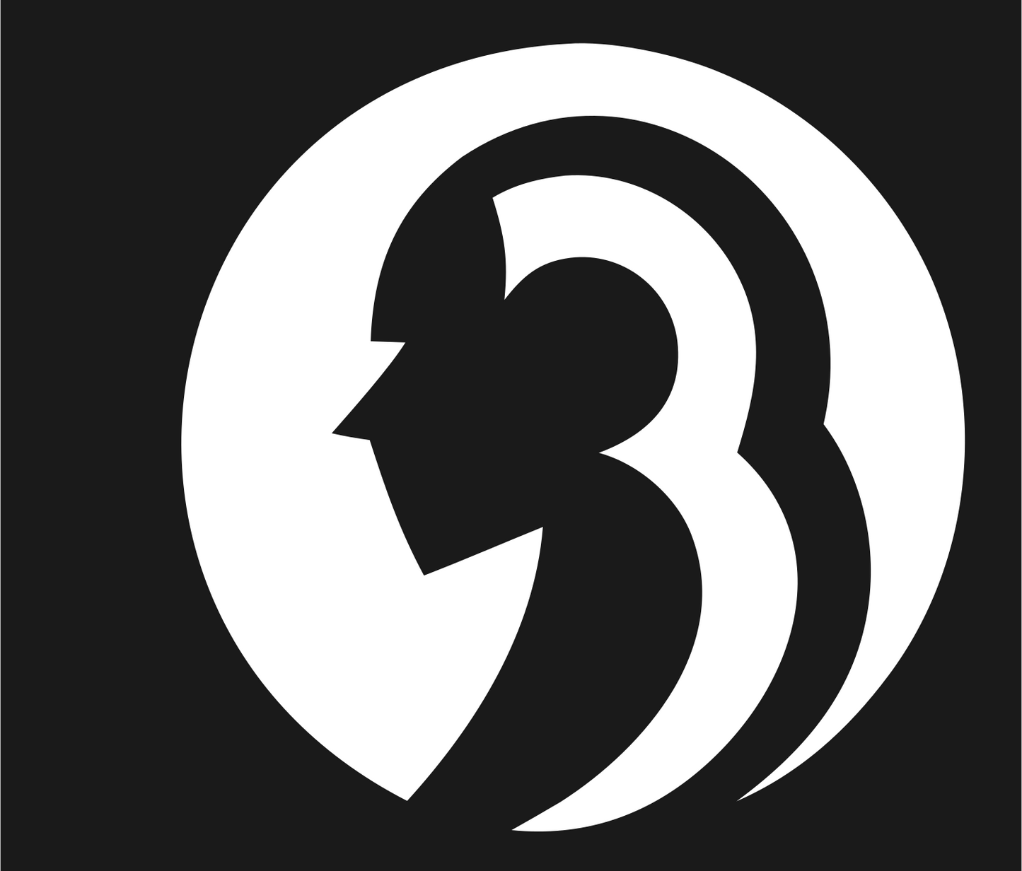 Negative Space Face Circle Badge #1a1a1a/#ffffff