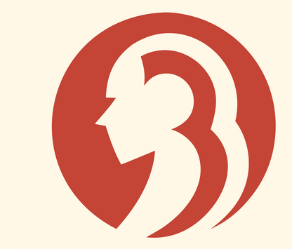 Negative Space Face Circle Badge #fff8e7/#c44536