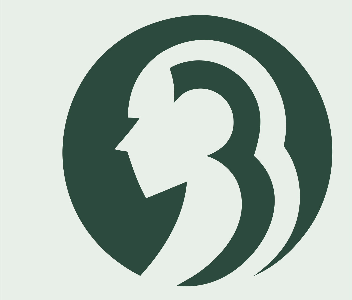 Negative Space Face Circle Badge #e8efe9/#2d4a3e