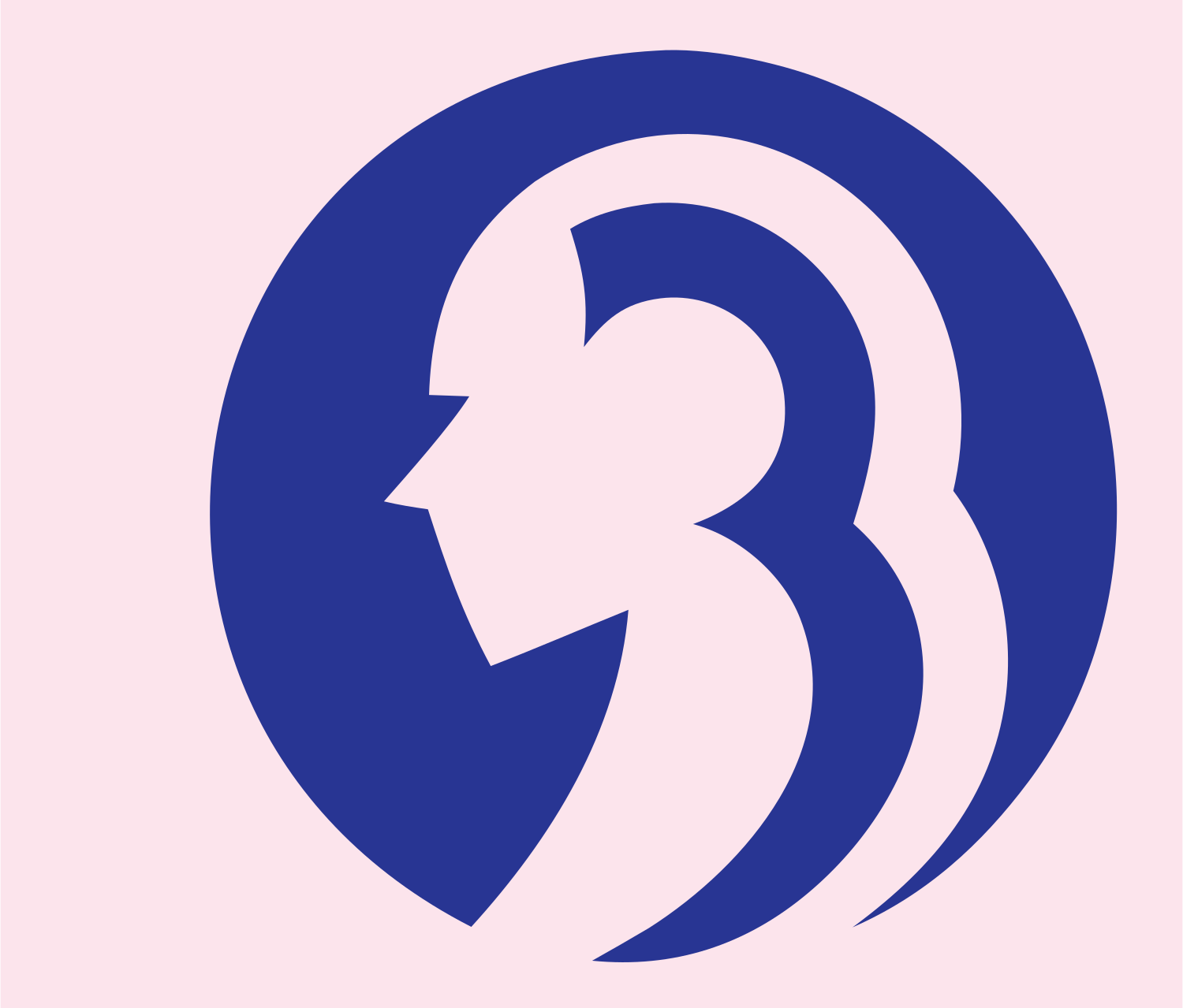 Negative Space Face Circle Badge #fce4ec/#283593