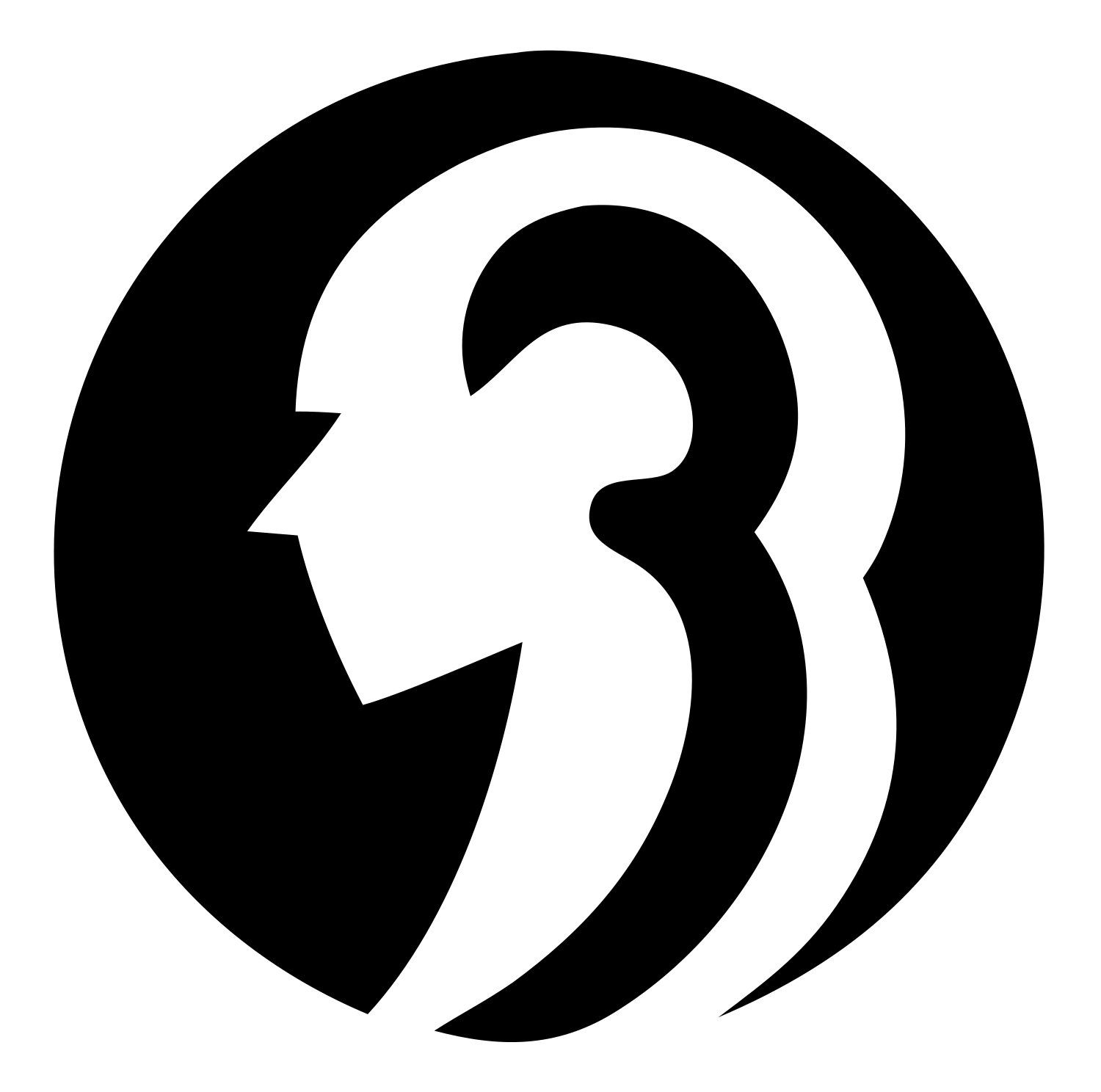 Negative Space Head Profile Badge #ffffff/#000000