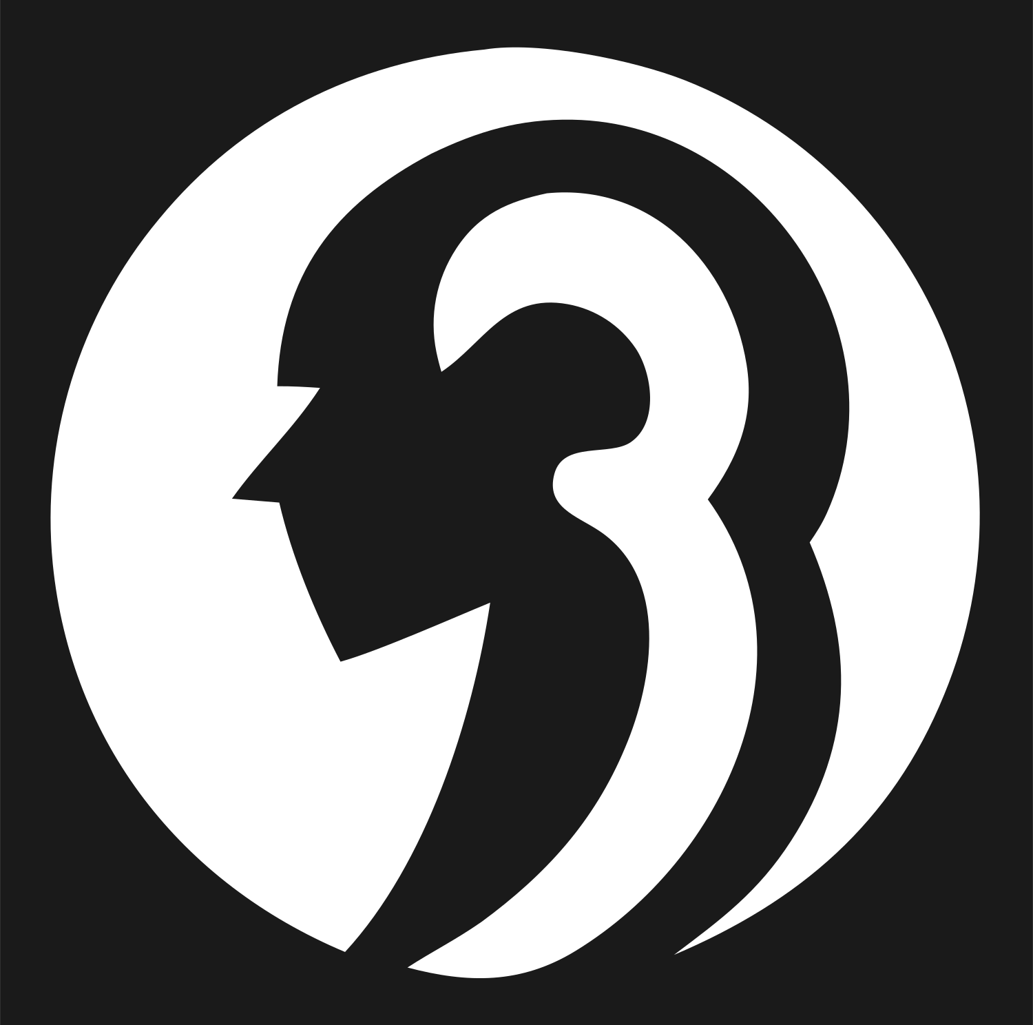 Negative Space Head Profile Badge #1a1a1a/#ffffff
