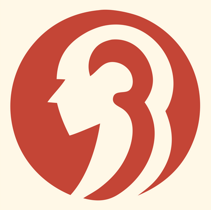 Negative Space Head Profile Badge #fff8e7/#c44536