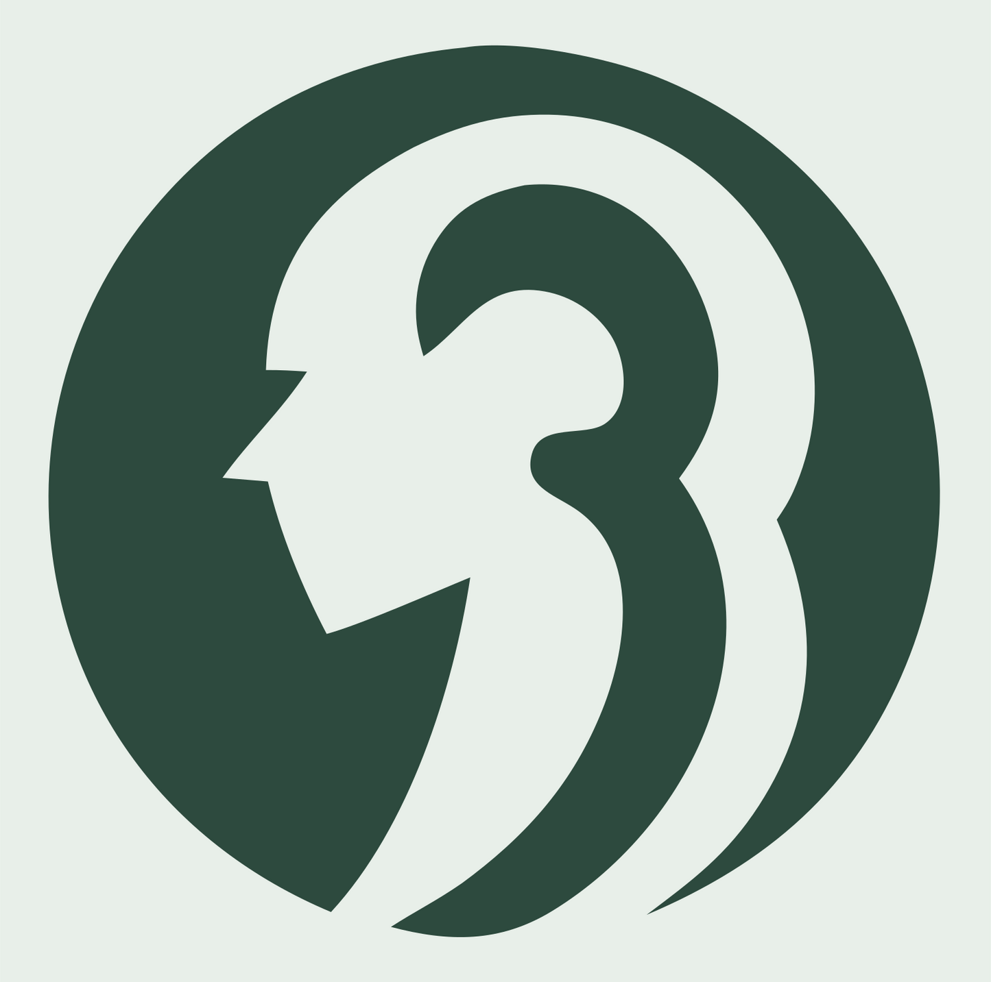 Negative Space Head Profile Badge #e8efe9/#2d4a3e