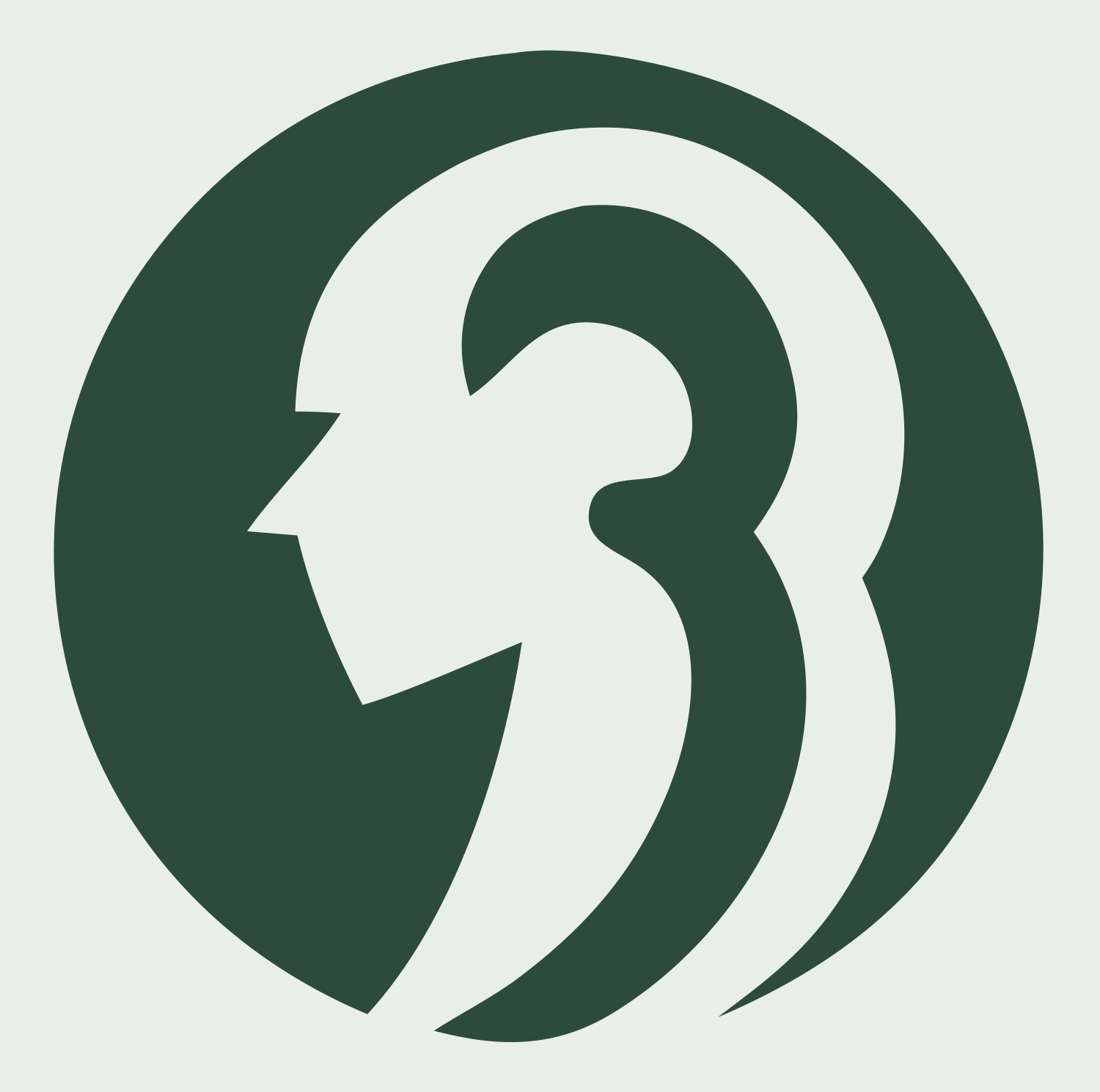 Negative Space Head Profile Badge #e8efe9/#2d4a3e