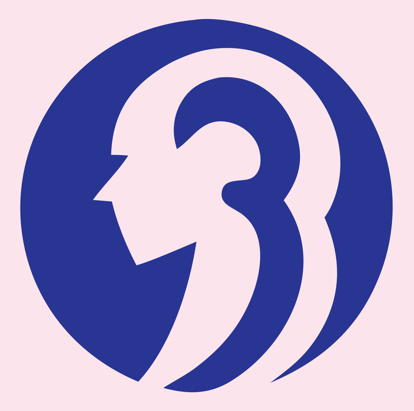 Negative Space Head Profile Badge #fce4ec/#283593