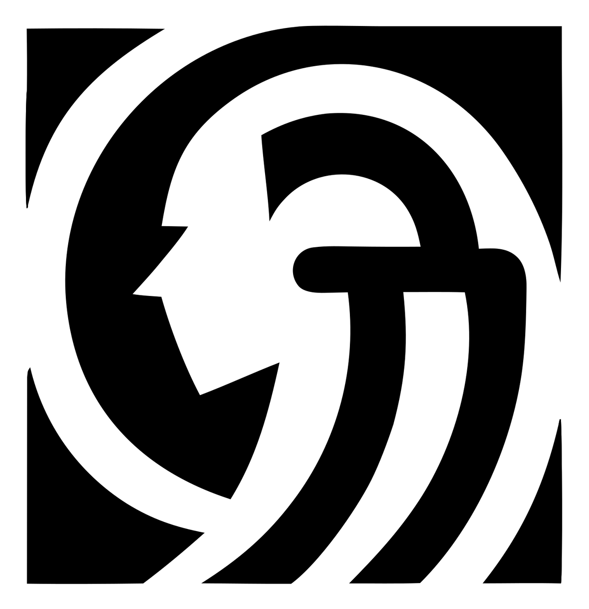Negative Space Spiral Figure Badge #ffffff/#000000