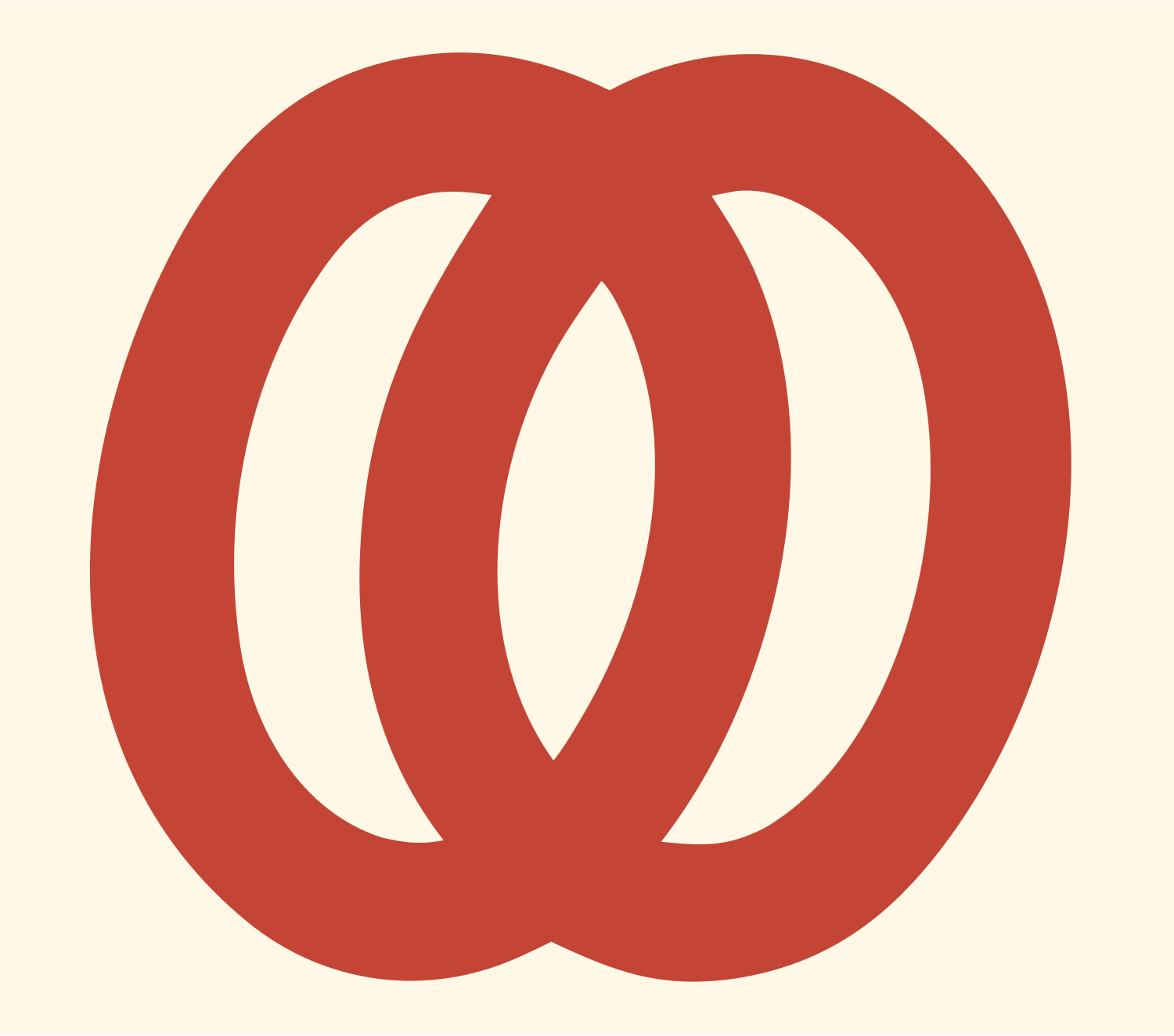 Monoline Linked Rings Emblem #fff8e7/#c44536