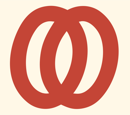 Monoline Linked Rings Emblem #fff8e7/#c44536