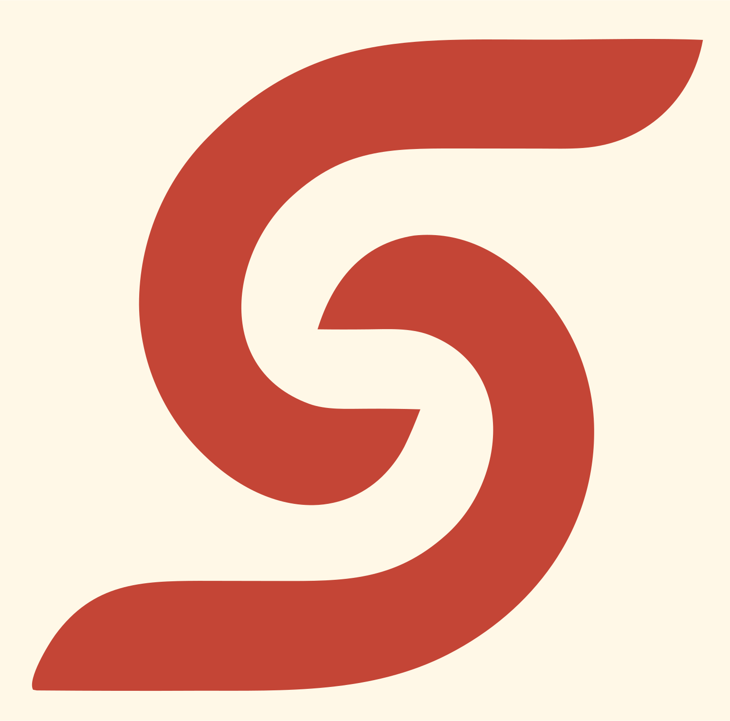 Monoline S Curve Logo #fff8e7/#c44536