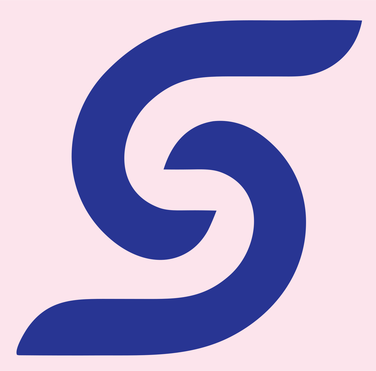 Monoline S Curve Logo #fce4ec/#283593