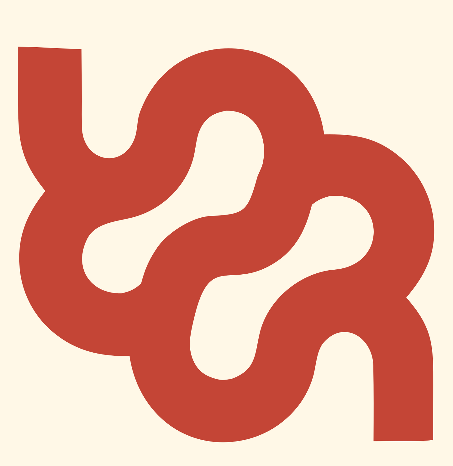 Monoline Libra Knot Logo #fff8e7/#c44536