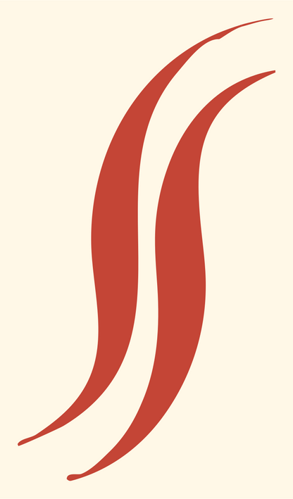 Hand-Drawn Double Curl Mark #fff8e7/#c44536