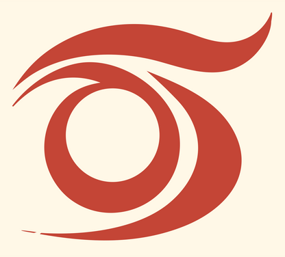 Hand-Drawn Eye Swirl Mark #fff8e7/#c44536