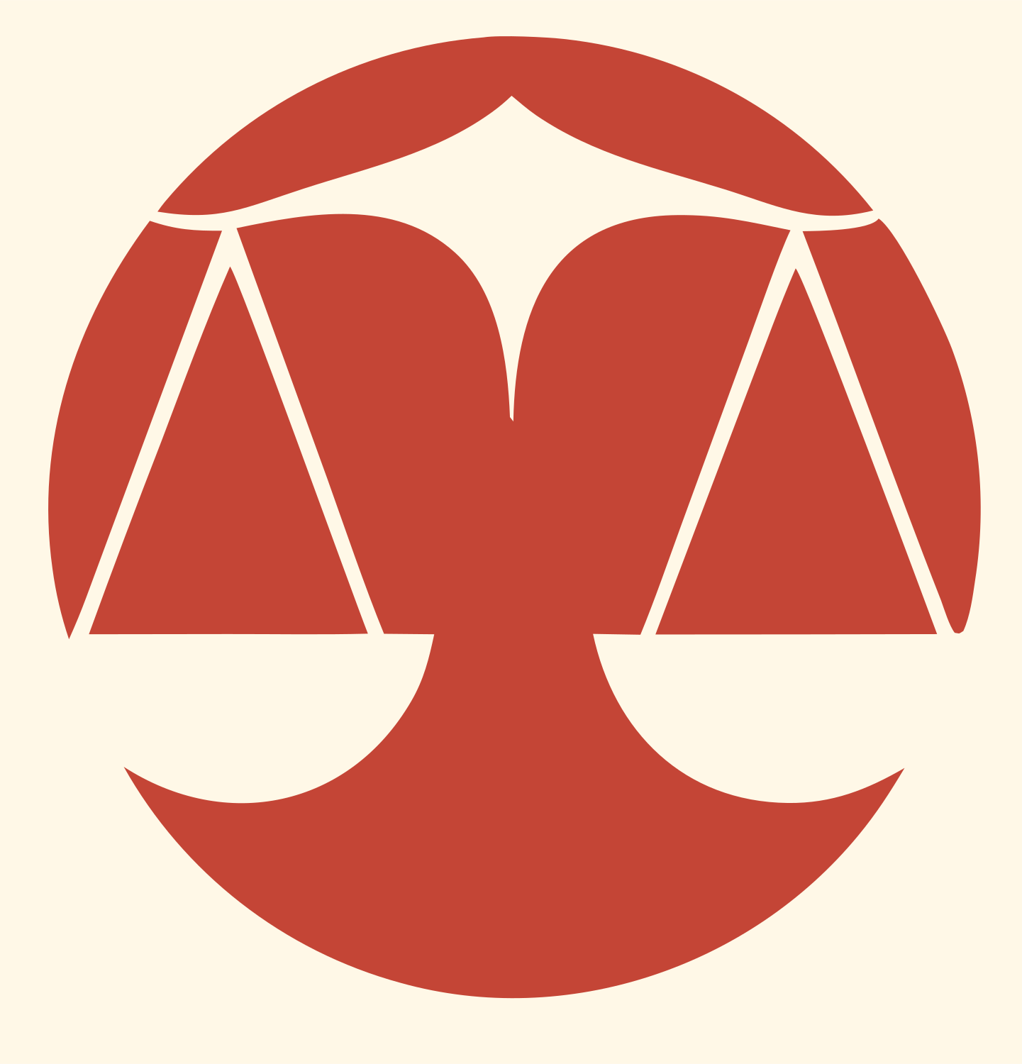 Negative Space Scales Circle Badge #fff8e7/#c44536