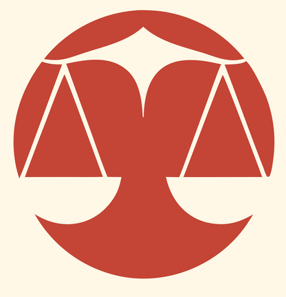 Negative Space Scales Circle Badge #fff8e7/#c44536