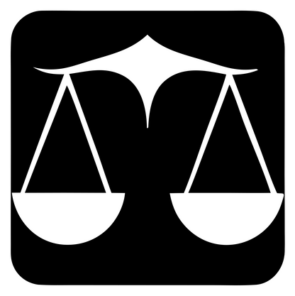 Negative Space Scales Justice Badge #ffffff/#000000