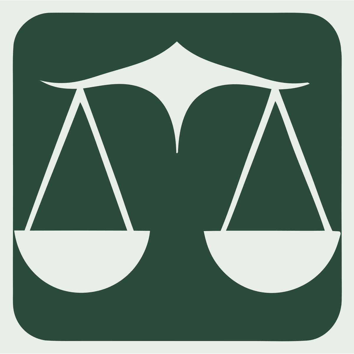 Negative Space Scales Justice Badge #e8efe9/#2d4a3e