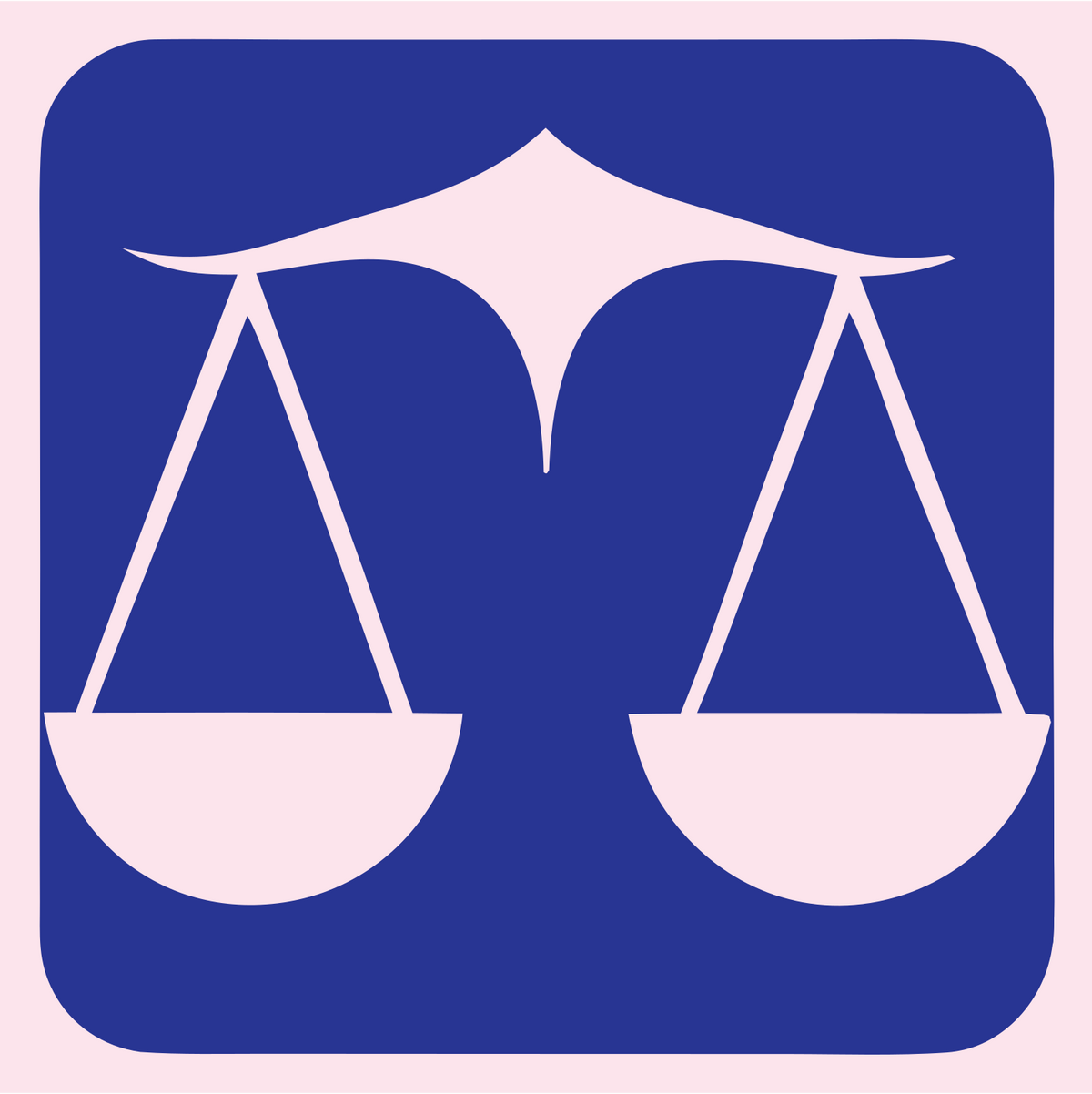 Negative Space Scales Justice Badge #fce4ec/#283593