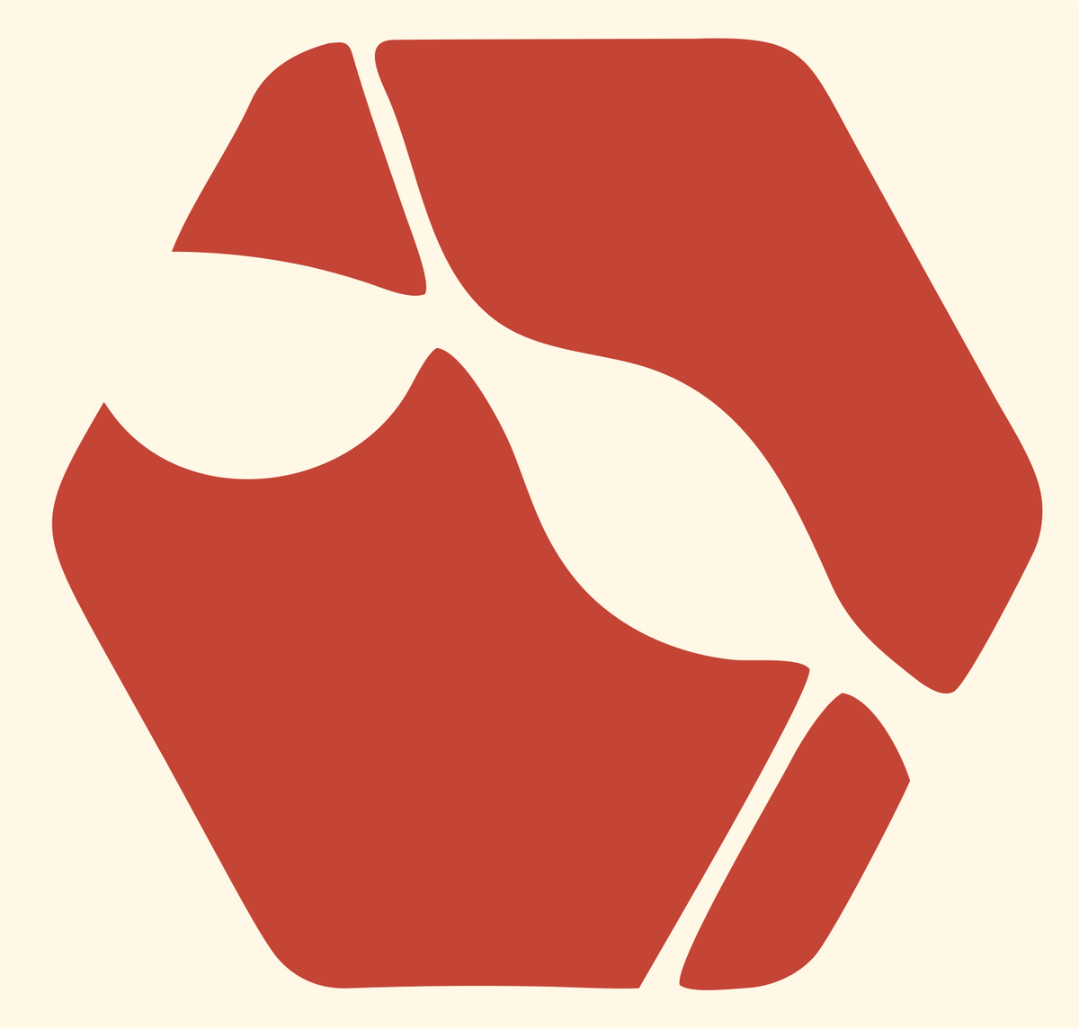 Negative Space Hexagon Libra Mark #fff8e7/#c44536